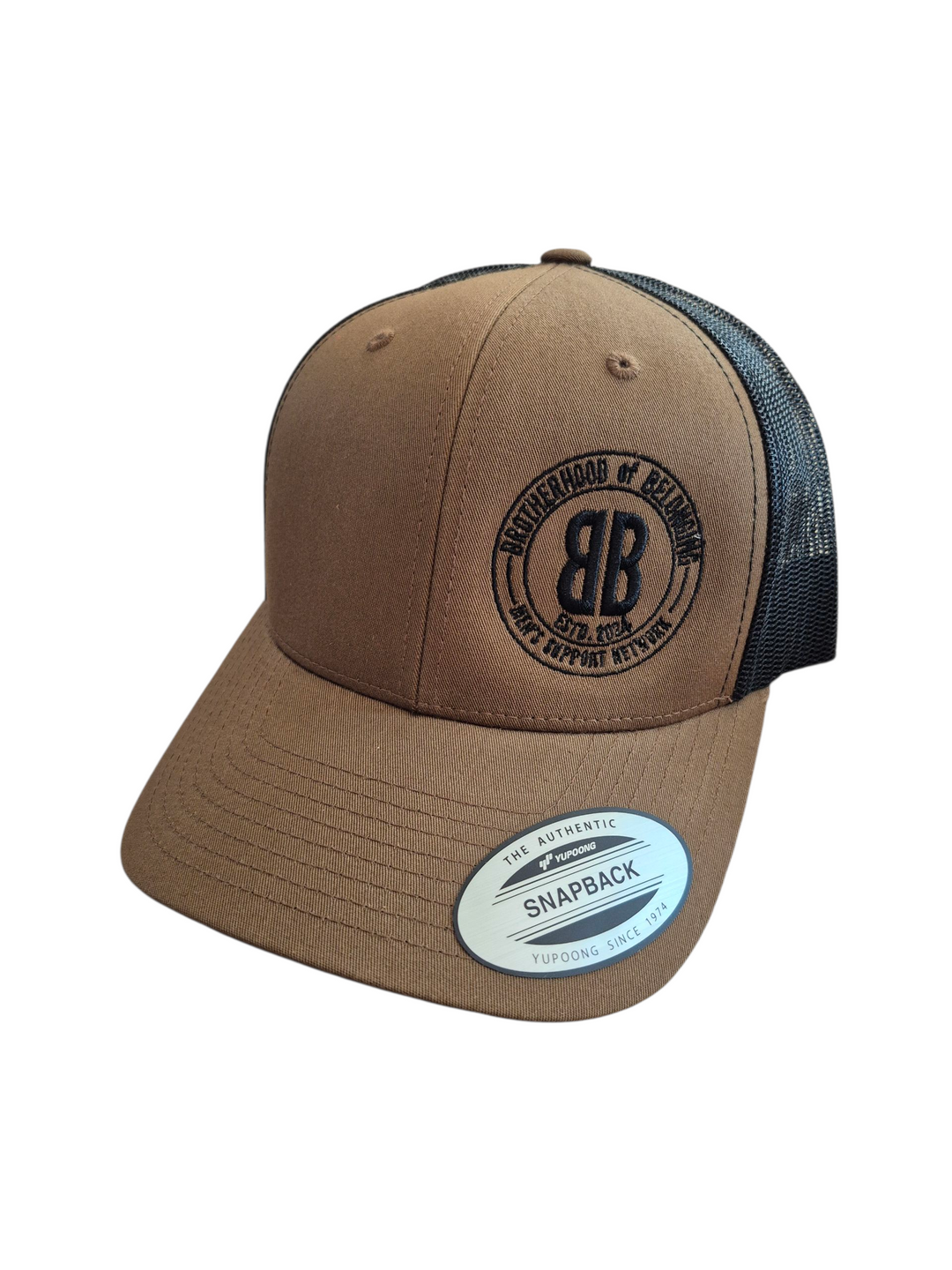 Brotherhood of Belonging Retro Trucker Style Snap Back Hat - Caramel / Black