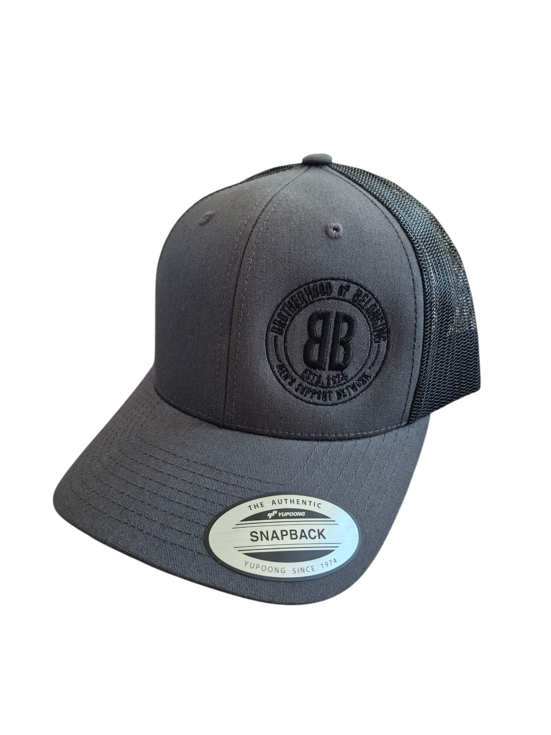 Brotherhood of Belonging Retro Trucker Style Snap Back Hat - Charcoal/Black