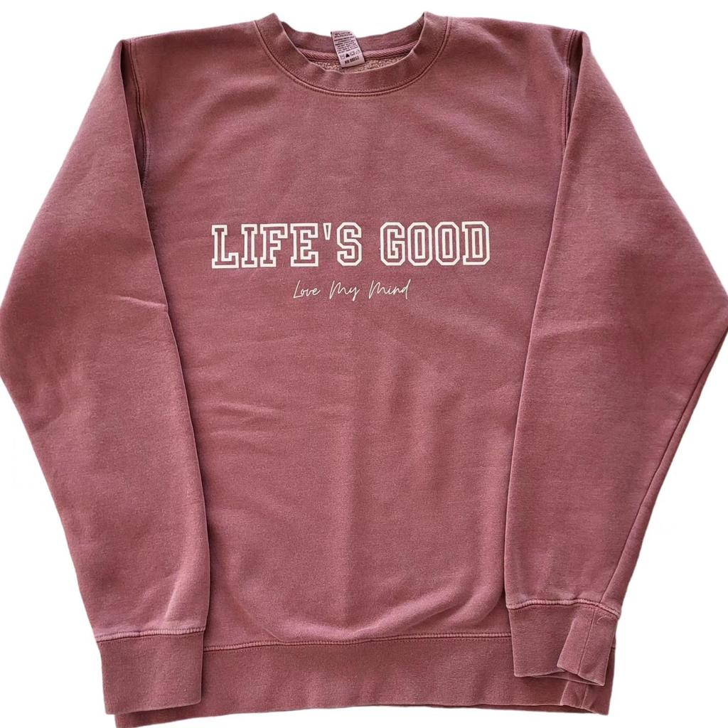 LIFE'S GOOD Pigment Unisex Oversized Crewneck - Maroon