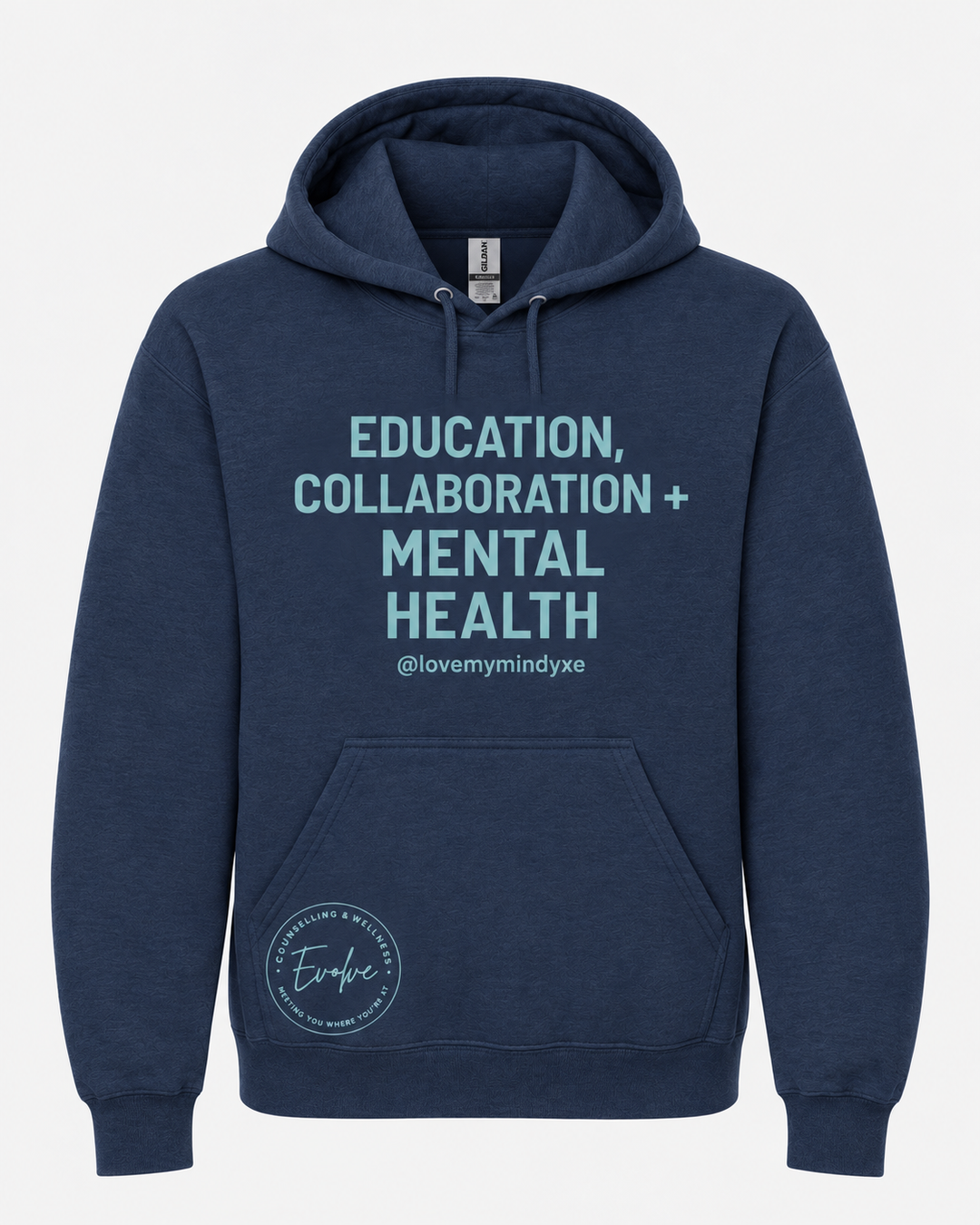 Gildan Navy Unisex Hoodie with Teal Design