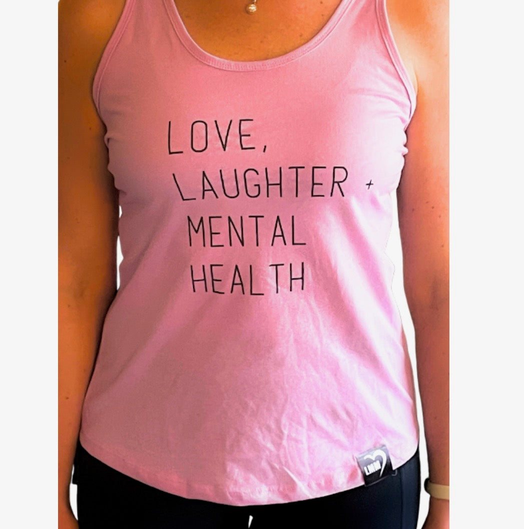 Women's Racerback Tank - Love, Laughter + Mental Health - LILAC