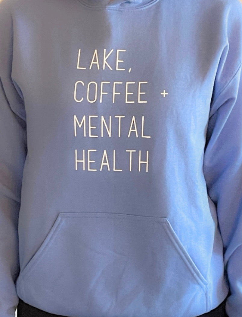 Adult Heavy Blend Hooded Sweatshirt  - Lake, Coffee + Mental Health - CAROLINA BLUE