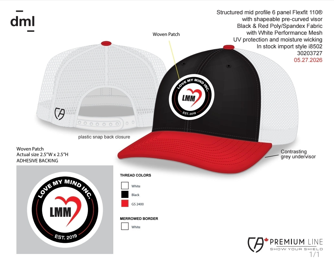 Flexfit 110® Trucker Mesh Back Cap - Black/Red/White