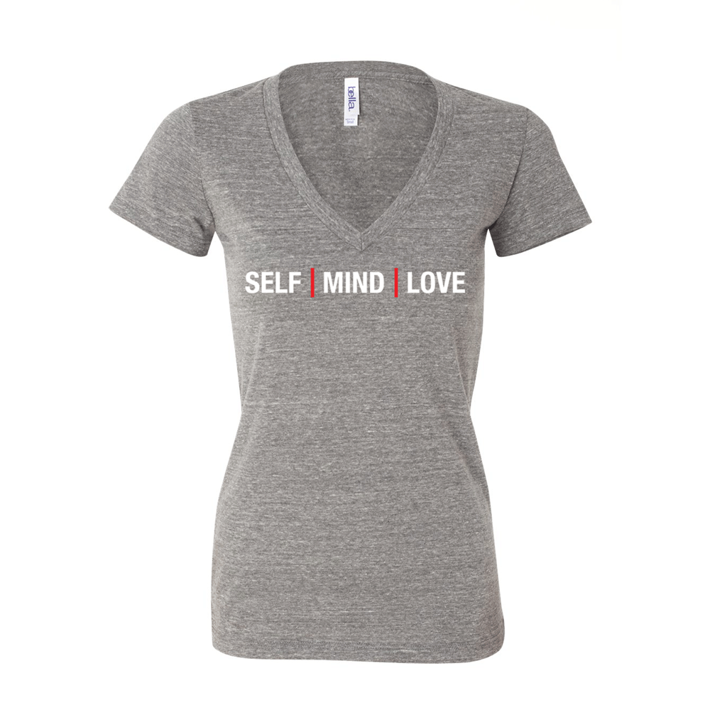 Love My Mind Ladies Triblend Deep V-Neck Grey