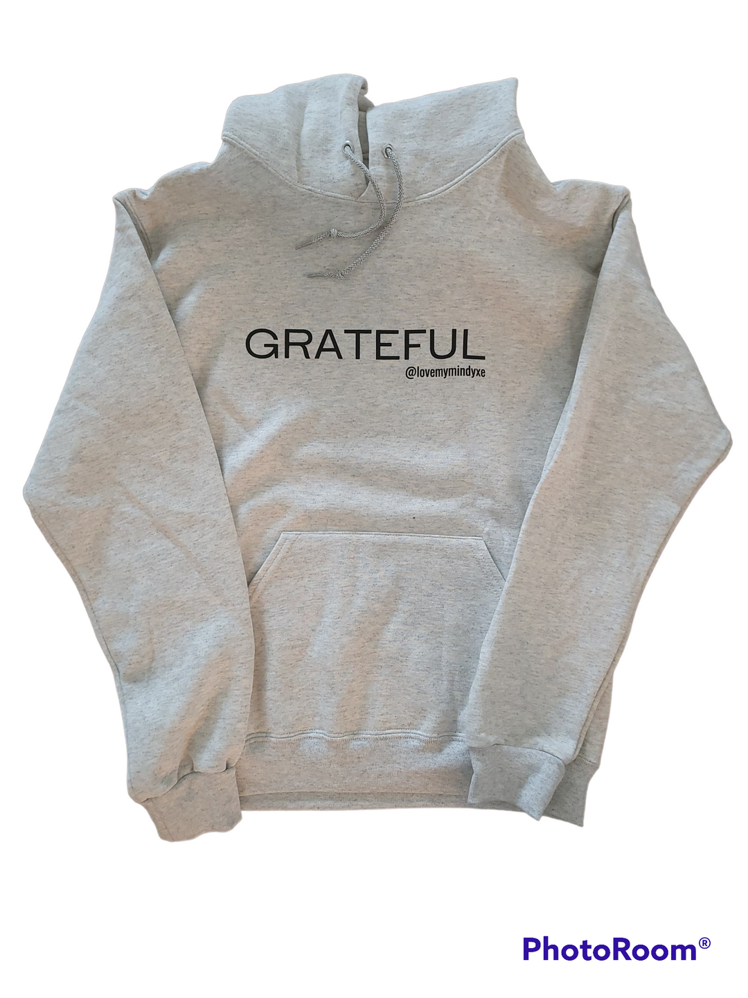 Hooded Sweatshirt - GRATEFUL @lovemymindxye - Oatmeal Grey